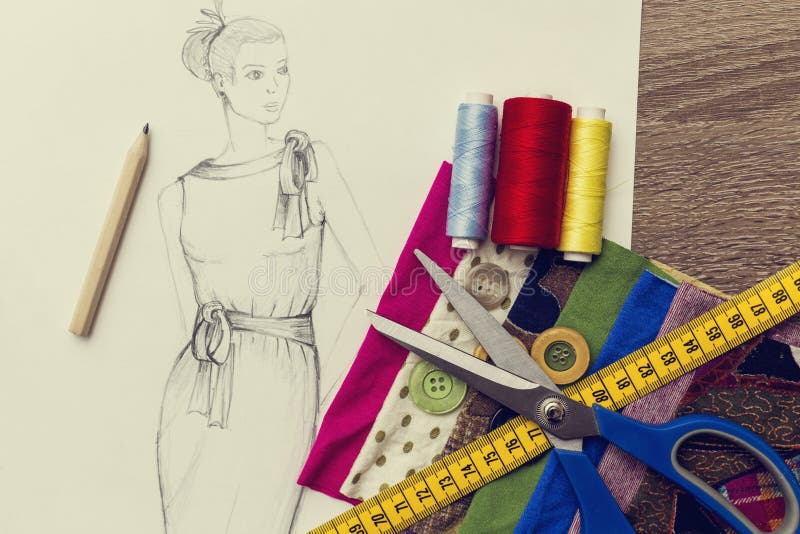 Fashion Design sketch stock image. Image of education - 49448959