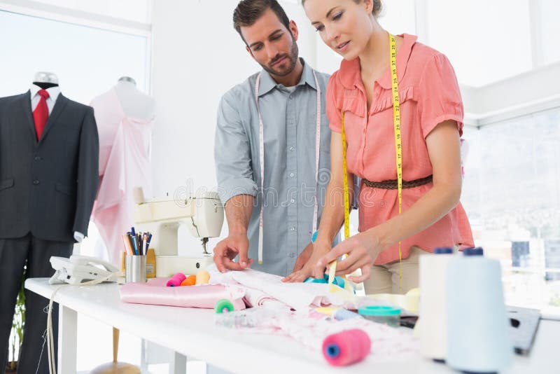 Fashion Designers at Work in Bright Studio Stock Image - Image of ...