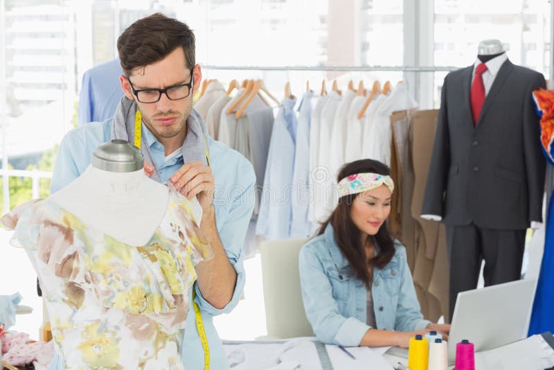 Fashion Designers at Work in Bright Studio Stock Image - Image of adult ...