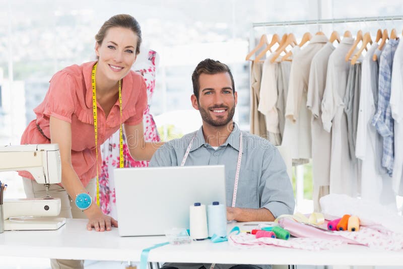 Fashion Designers at Work in Bright Studio Stock Image - Image of young ...