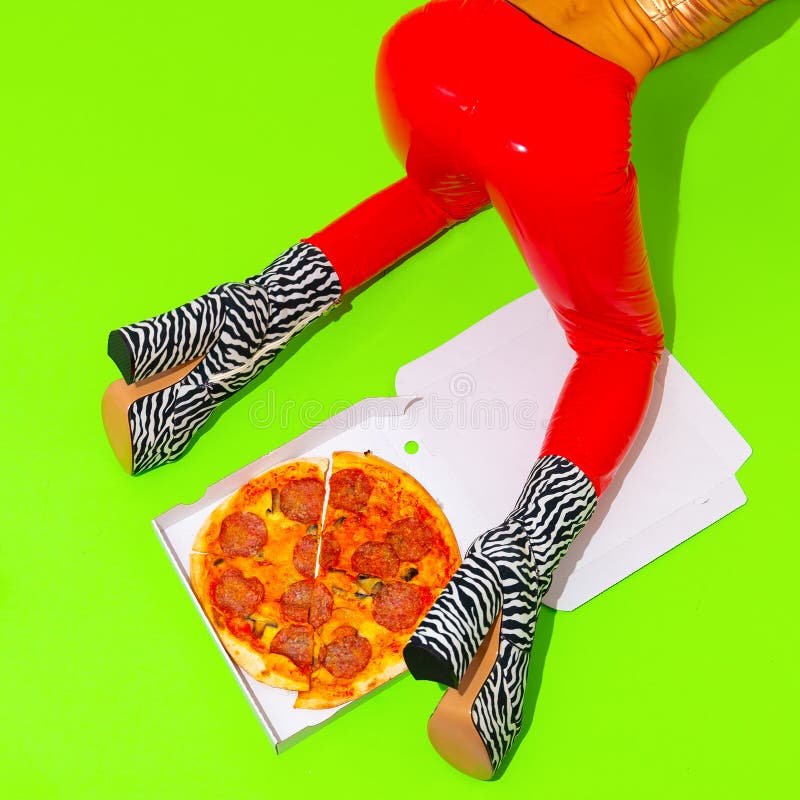 Fashion Fast Food Creative Design. Minimal Art. Pizza Addict. Girl. Food  Concept Stock Photo - Image of concept, addict: 204220258