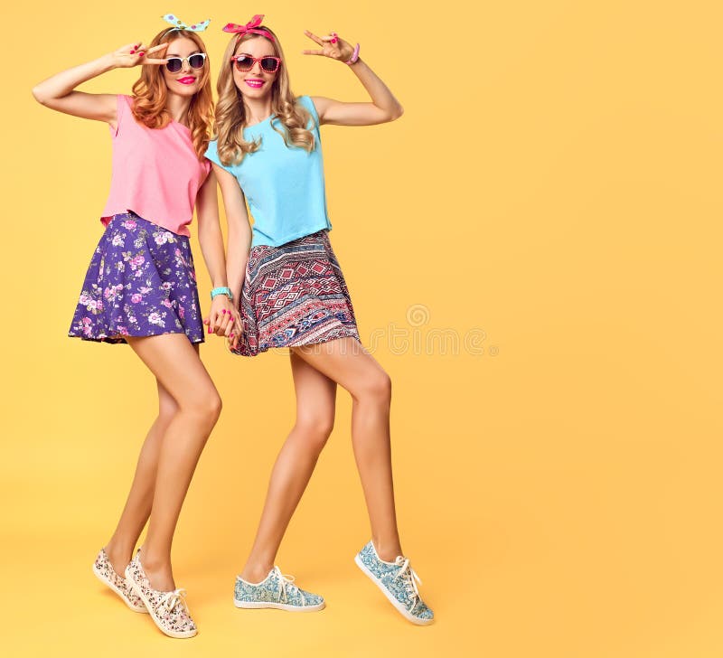 Fashion Funny girl Crazy Having Fun, Dance.Friends