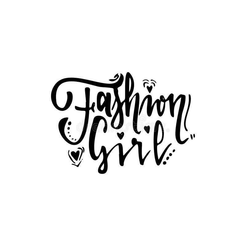 Fashion Girl. Calligraphic Patch. Unique Custom Characters. Stock ...