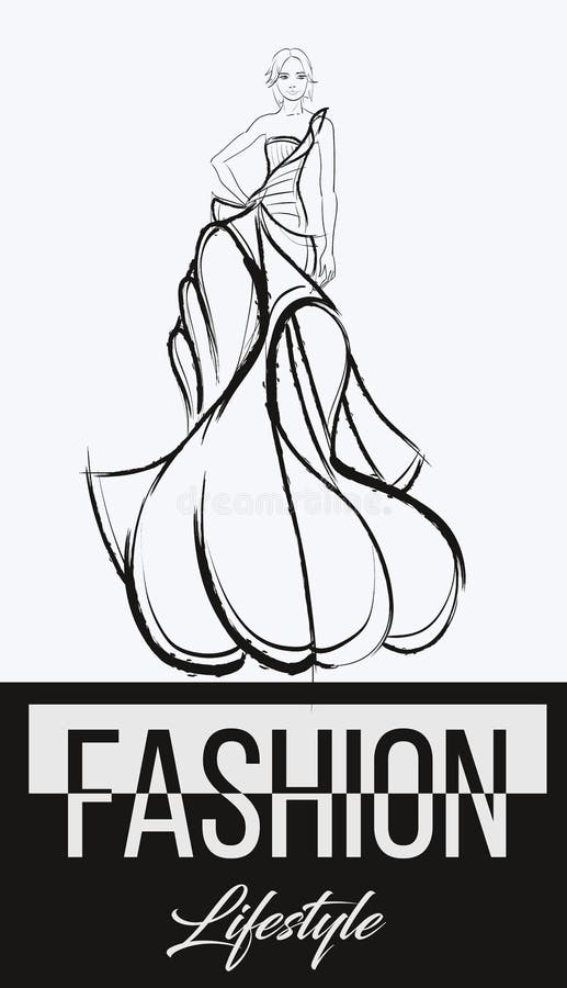 Fashion Luxury Glamour Elegant Woman Sketch Stock Illustration ...