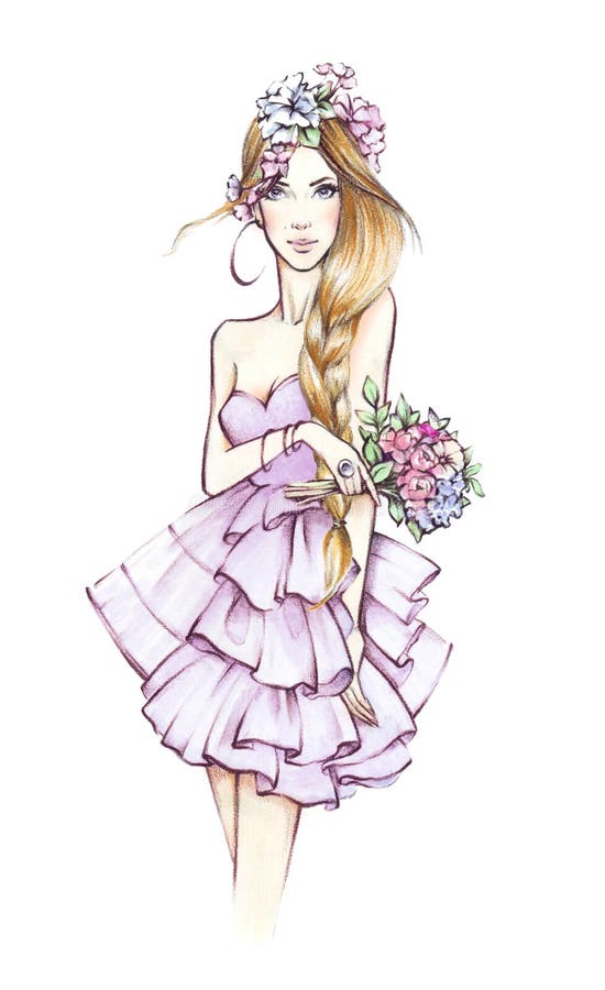 fashion girl piękne kobiety young kwiaty kobiety nakreślenie ilustracja wektor fashion girl piękne kobiety young kwiaty kobiety nakreślenie ilustracja wektor
