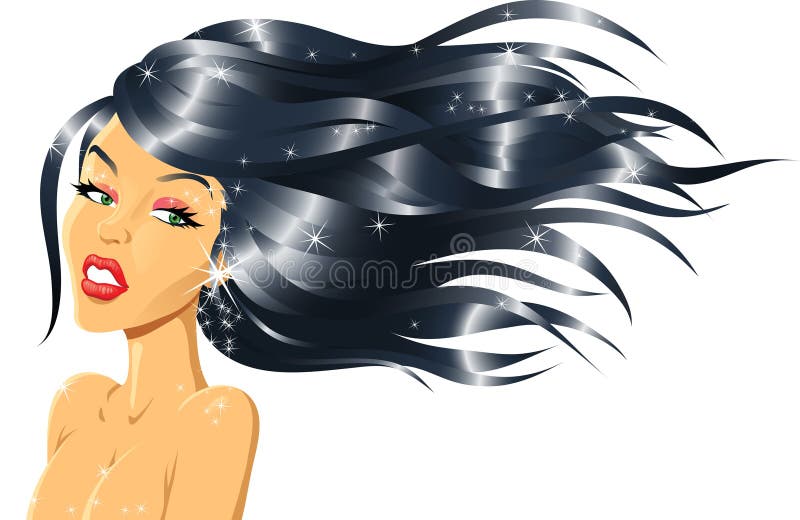 Fashion Girl with Shiny Hair Stock Vector - Illustration of glowing,  headshots: 46832667