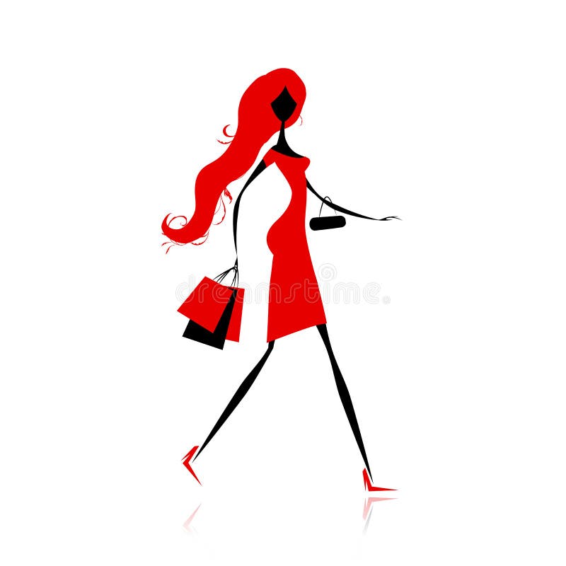 Fashion girl with shopping bags for your design
