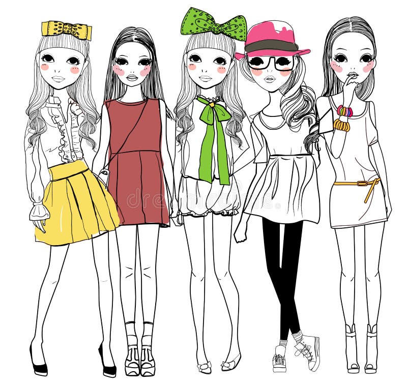  Fashion  girls  stock vector Illustration of joyful 