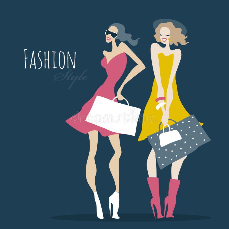 Fashion shopping women stock vector. Illustration of female - 18602165