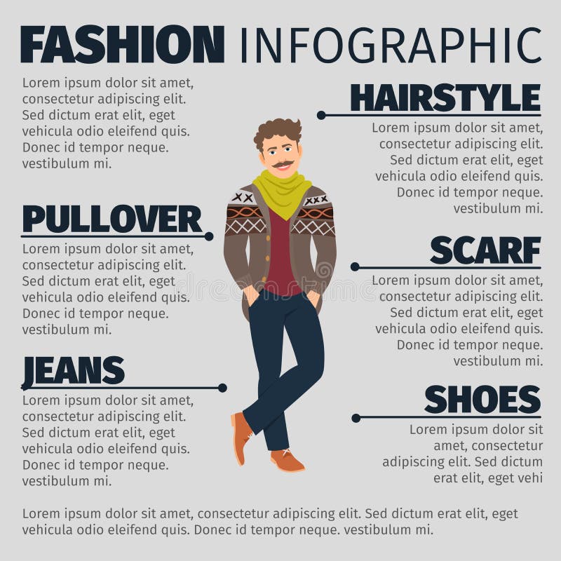 Fashion Infographic with Young Artist Man Stock Vector - Illustration ...