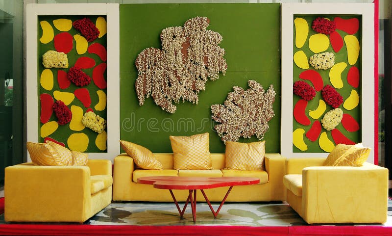 Fashion interior with colorful wall