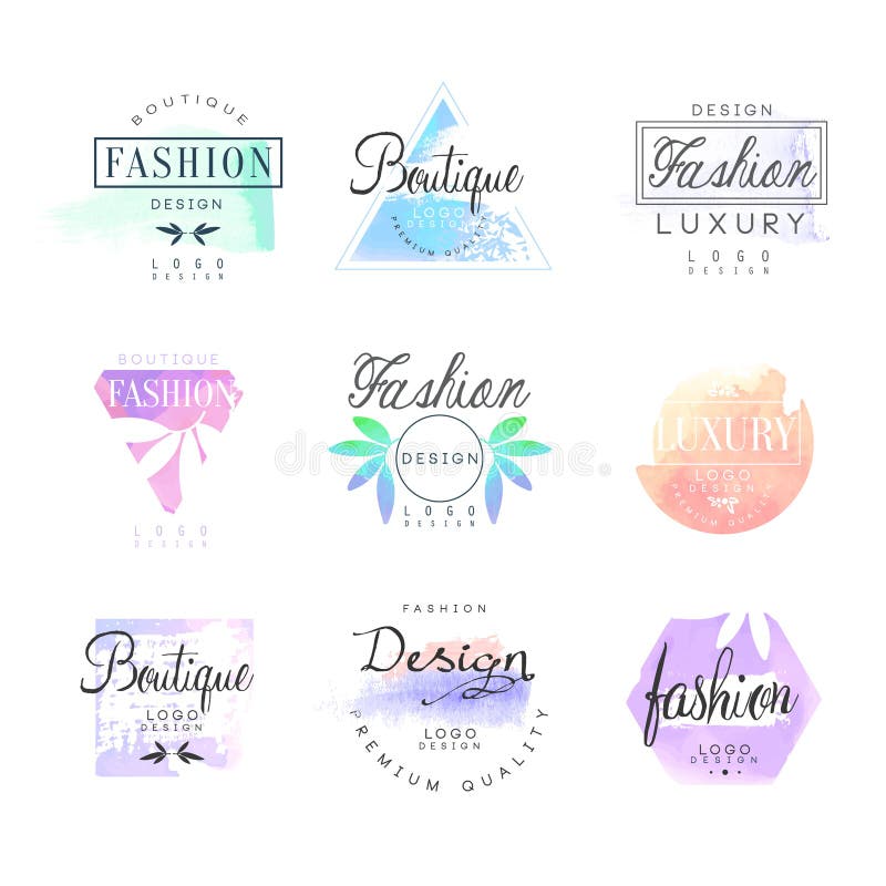 Fashion Luxury Boutique Set for Logo Design, Colorful Vector Illustrations  Stock Vector - Illustration of logotype, crest: 96262310