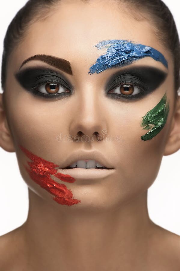 Fashion Make-up with Face Art Stock Image - Image of model, bright