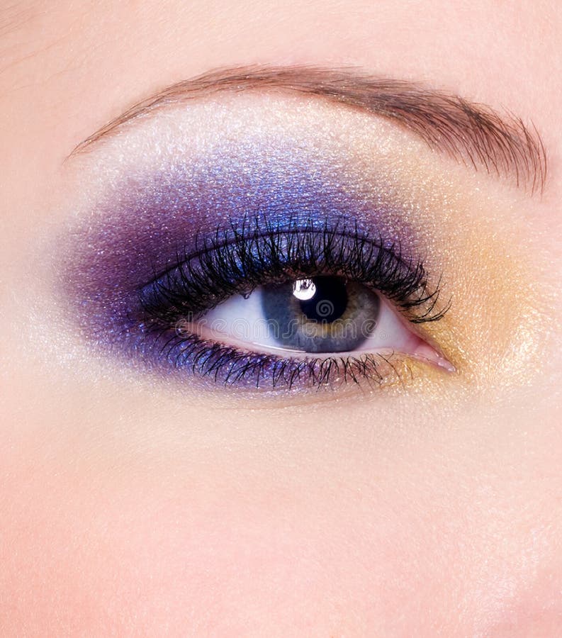 Fashion makeup of a female eye stock photo