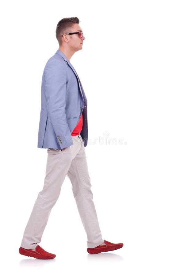 Fashion man walking forward