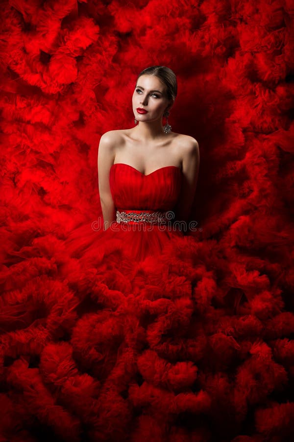 Fashion Model Art Red Dress, Woman ...