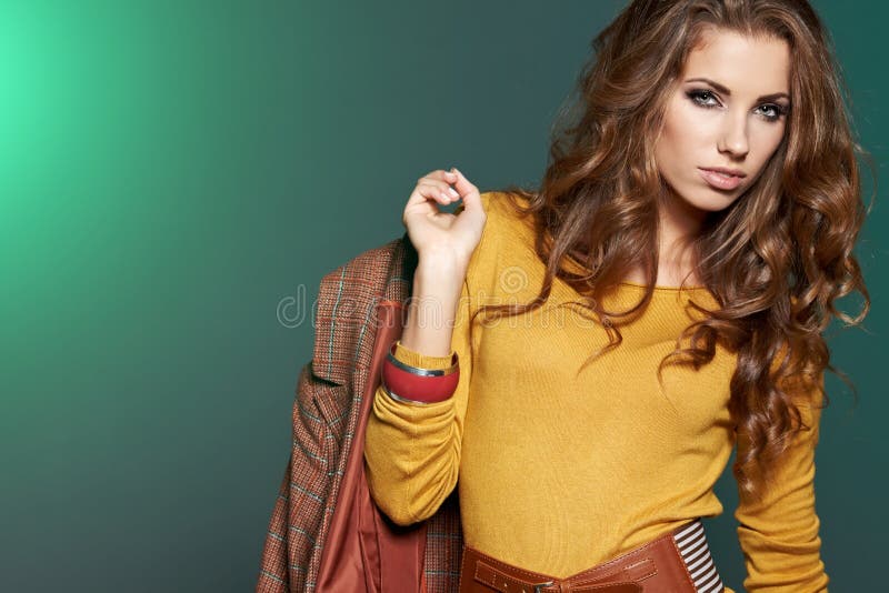 fashion model in autumn clothes