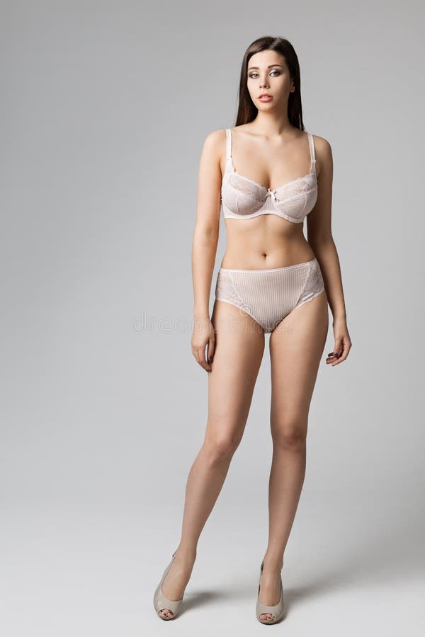 Fashion Model Underwear, Woman Bra Panties, Full Length Studio Portrait on  White Stock Image - Image of caucasian, body: 152524063