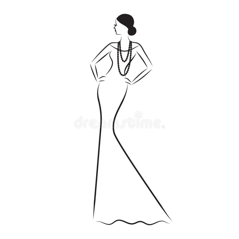 Fashion model sketch stock vector. Illustration of black - 57142411