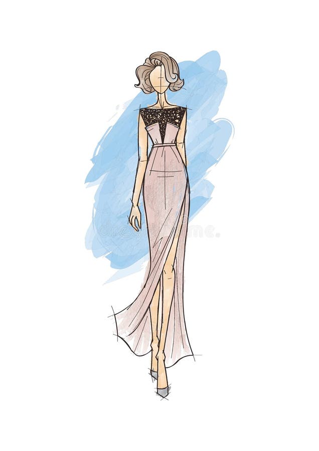 Fashion Model Sketch Vector Illustration Decorative Design Stock Vector Illustration Of Fashion Formalwear