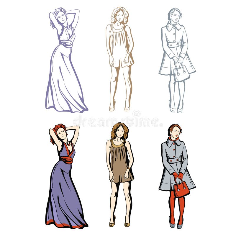 Spring Clothes Models Stock Illustrations – 302 Spring Clothes Models ...