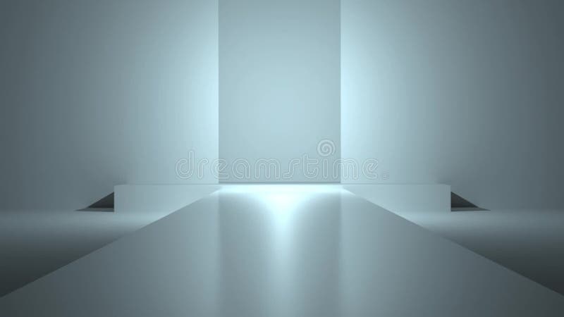 Fashion podium, empty white interior vector illustration