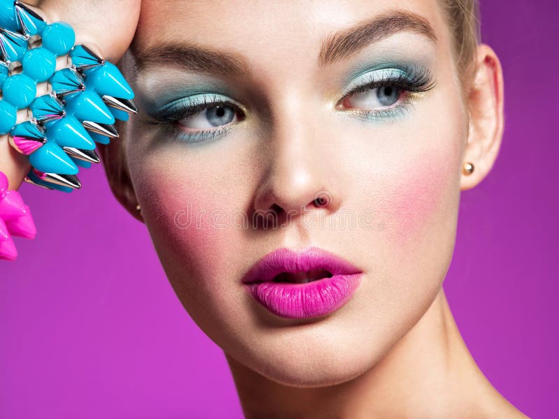 Fashion portrait of a beautiful woman with bright makeup. stock images Fashion portrait of a beautiful woman with bright makeup. stock images
