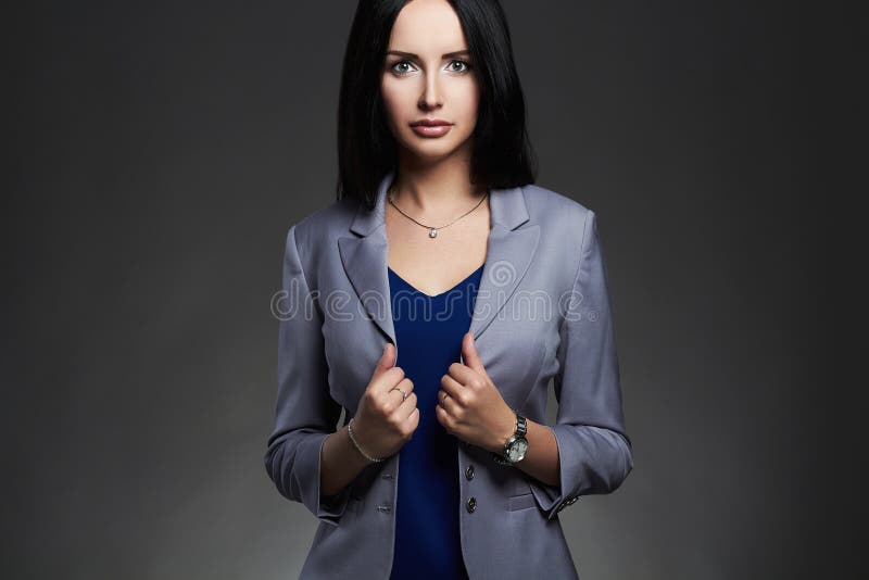 Fashion Portrait of Business Woman in a Suit Stock Image - Image of ...