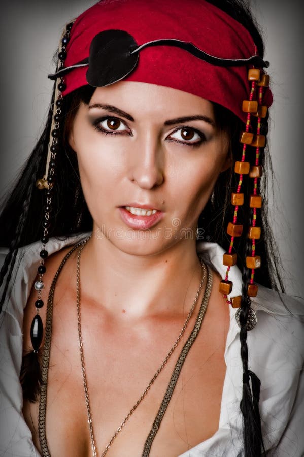 Fashion Portrait of Woman Pirate Stock Image - Image of dangerous ...