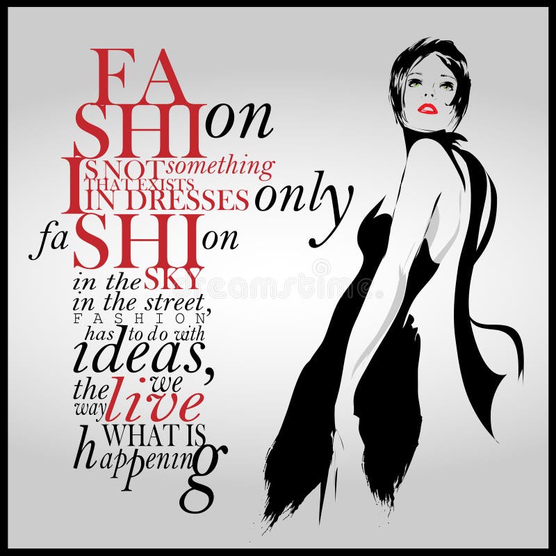 Fashion Illustration with Quote. Modern Woman and White Background ...