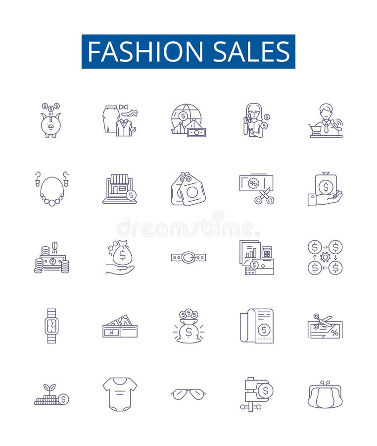 Fashion Sales Line Icons Signs Set. Design Collection of Clothing ...