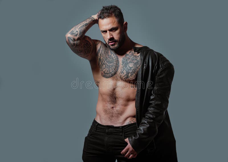 Fashion and Male Model. Brutal Man, Handsome Serious Male Model. Strong  Muscular Male Body, Muscles Guy. Stock Photo - Image of gangster,  attractive: 242365912