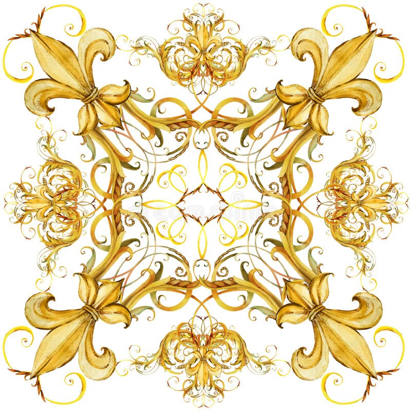 Fashion shawl design. Silk scarf with golden jewelry lace. royalty free illustration Fashion shawl design. Silk scarf with golden jewelry lace. royalty free illustration