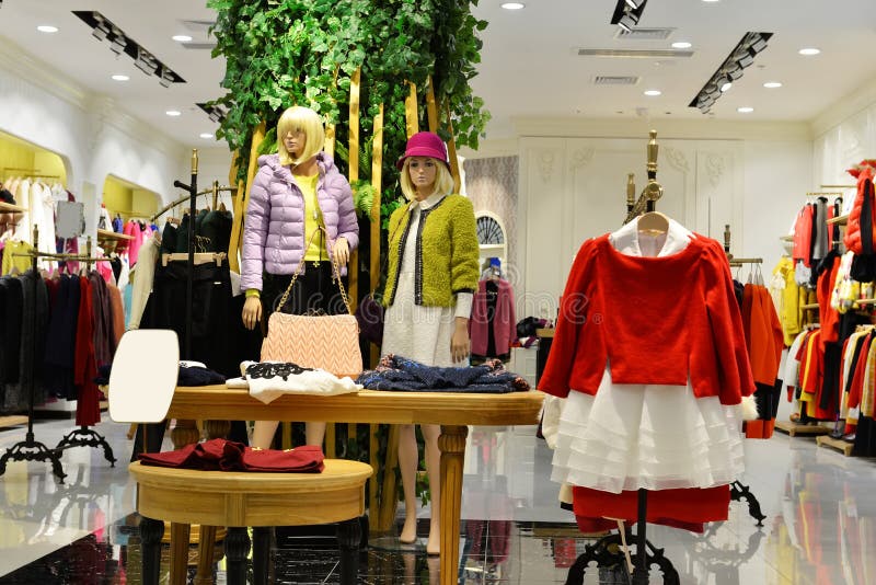 Interior view of fashion shop or Clothing store or clothing shop or clothes store ,Hongkong,China,Asia.