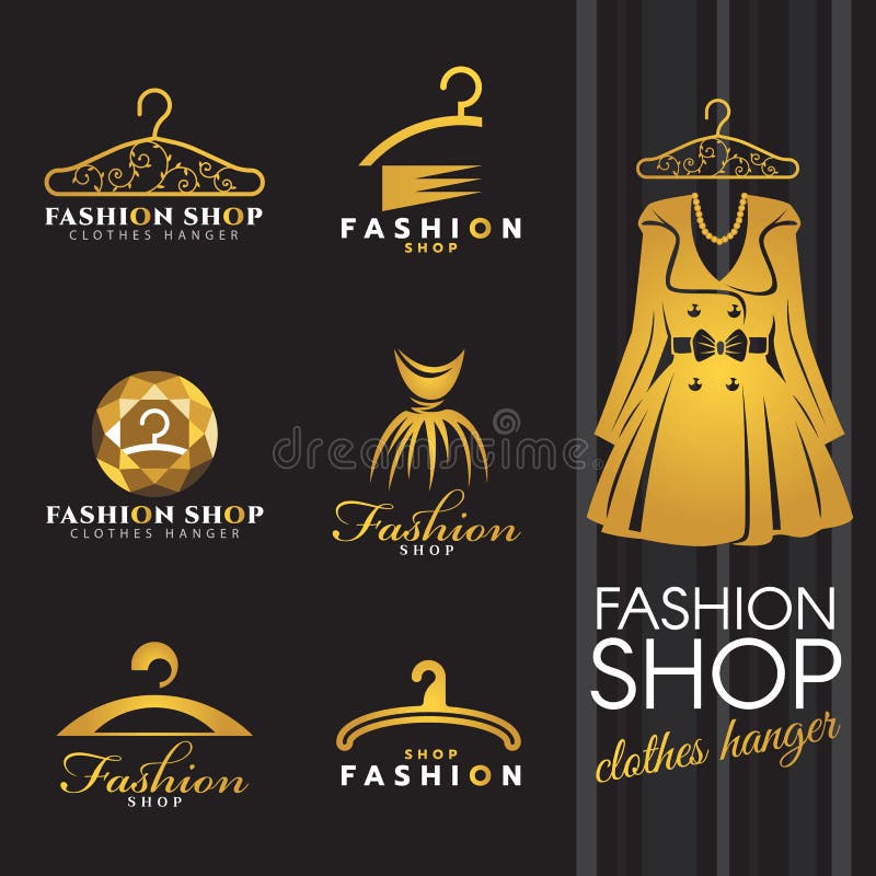 Fashion Shop Logo Gold Winter Dress And Clothes  Hanger  