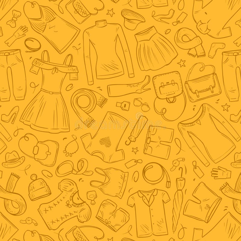 Fashion, Shopping, Boutique Seamless Background. Clothes and Shoes Concept.  Vector Illustration Stock Vector - Illustration of background, attire:  94482925