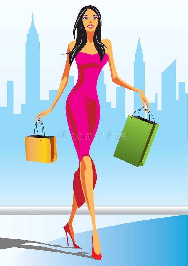 Fashion shopping girls with shopping bag