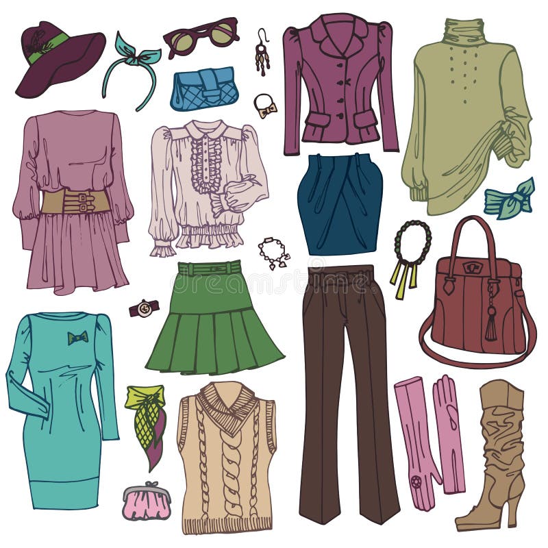 Fashion Sketchy.Womans Clothing and Accessories Stock Vector ...