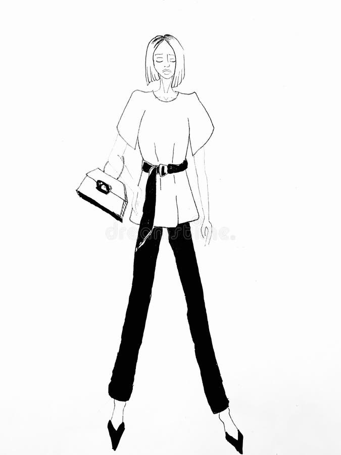 Fashion Style Look Tshirt and Look Ink Illustration Stock Illustration ...