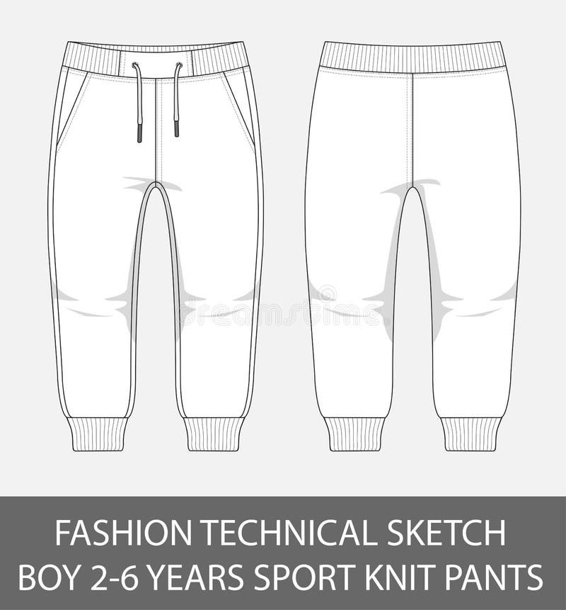 Fashion Technical Sketch Boy 2-6 Years Sport Knit Pants Stock Vector -  Illustration of knit, casual: 116477472