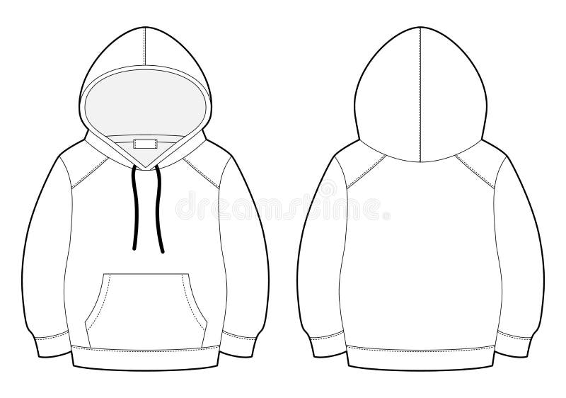 Fashion Technical Sketch Hoodie. CAD Mockup Template Hoody Stock Vector ...