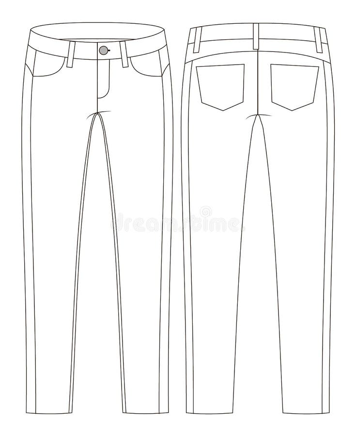 Fashion Technical Sketch of Jeans in Vector Graphic Stock Vector ...