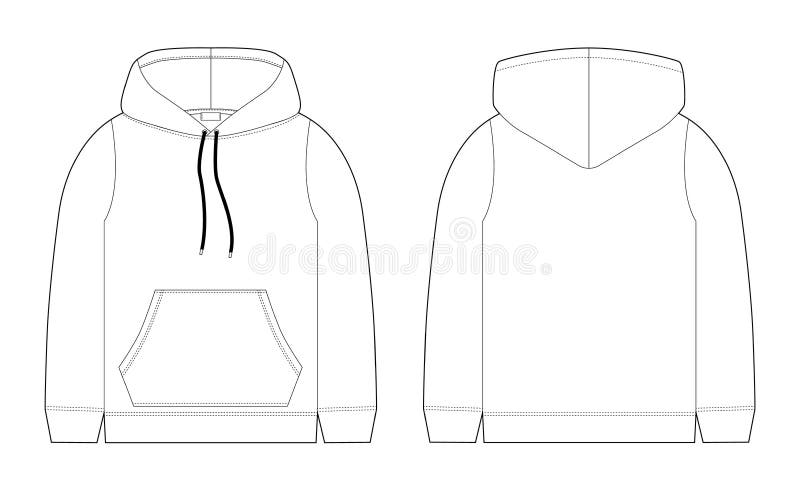 Download Fashion Technical Sketch For Men Hoodie. Mockup Template ...