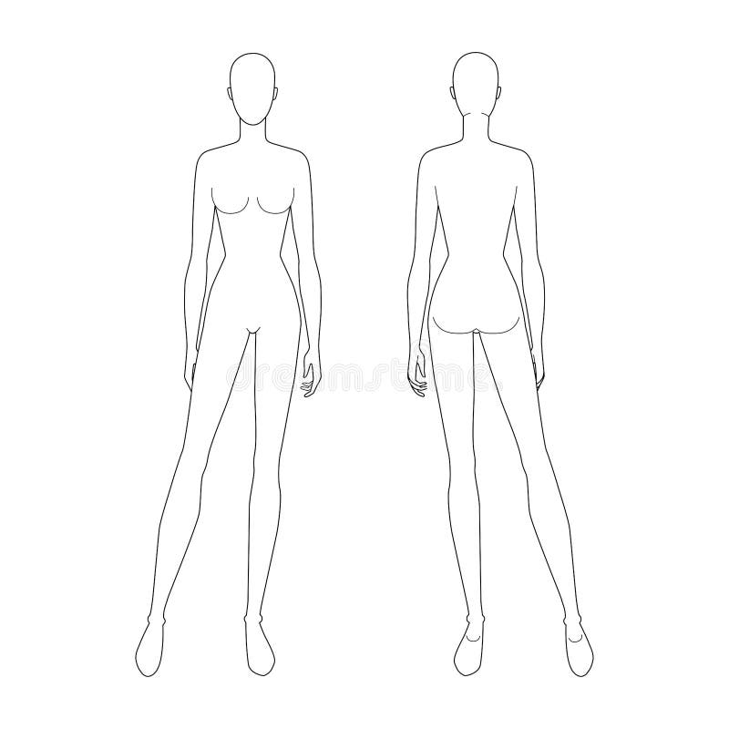 Fashion Template of Standing Women. Stock Vector - Illustration of