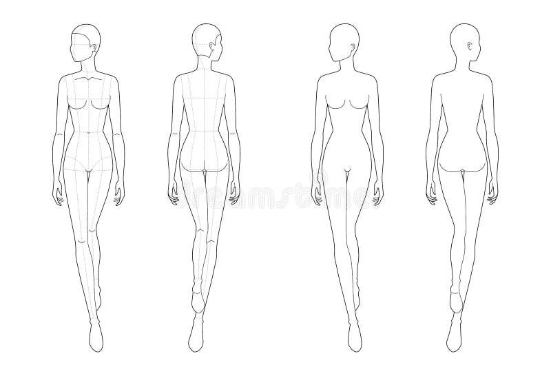 Fashion Template of Walking Women. Stock Vector - Illustration of ...