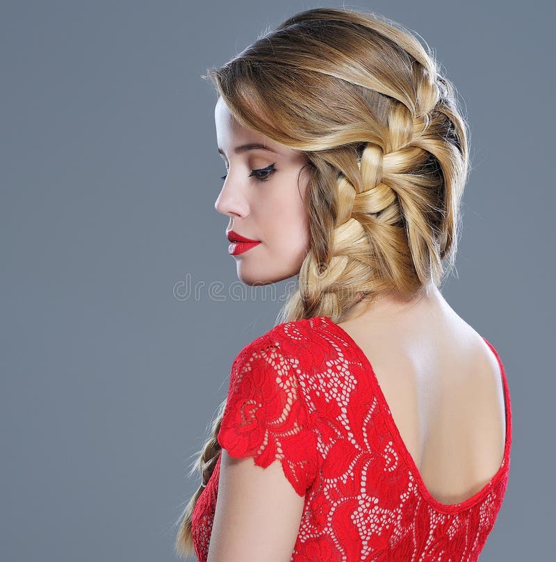 Fashion woman hairstyle closeup portrait