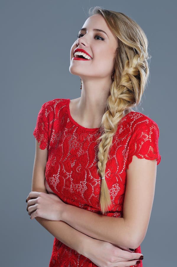 Fashion woman portrait with red lipstick