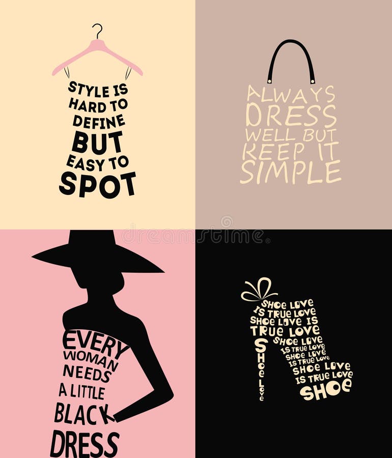 Fashion woman set with quotes made form different parts