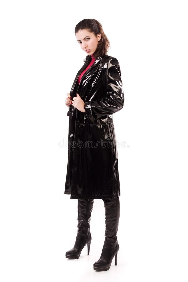 Spy Girl in a Black with Gun Stock Photo - Image of suit, sign: 33475978