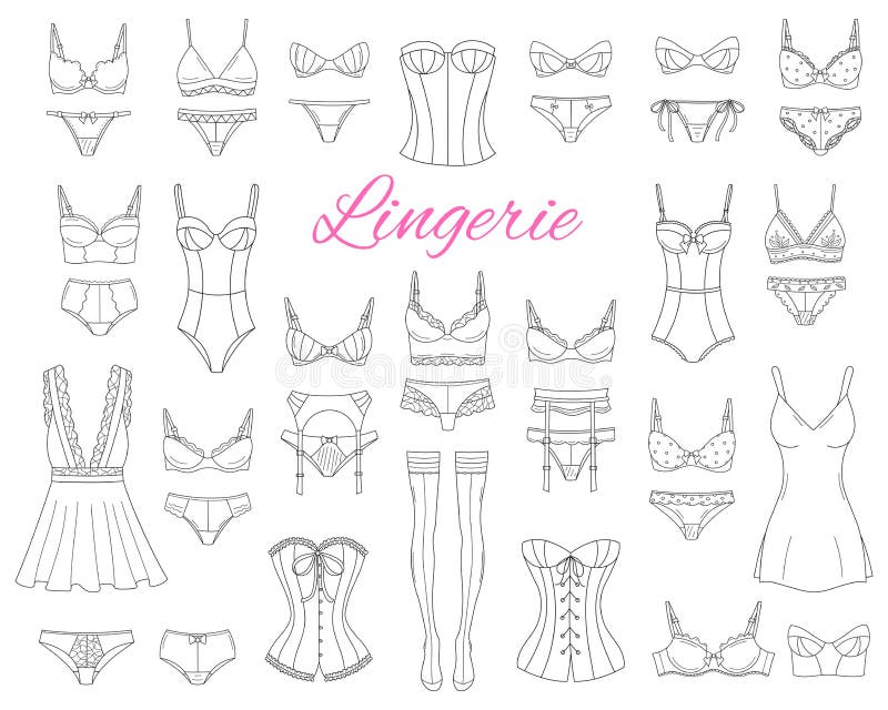 Lace hand-drawn ink on womens underwear Royalty Free Vector